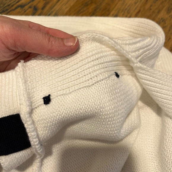 FRENCH CONNECTION – Navy Knit Top with Black Ribbon Ties – Estimated Size XL/XXL - Picture 8 of 11